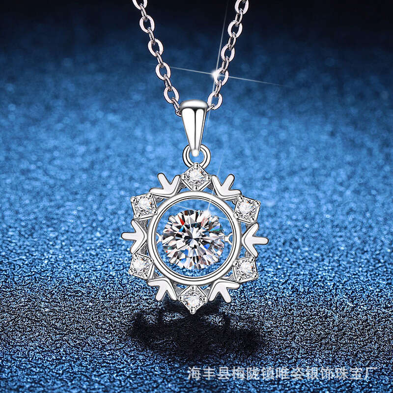 S925 Pure S925ier MoiS925S925anite Necklace Beating Heart S925nowflake Pendant ChriS925tmaS925 Valentine'S925 Day Gift WholeS925ale b9c