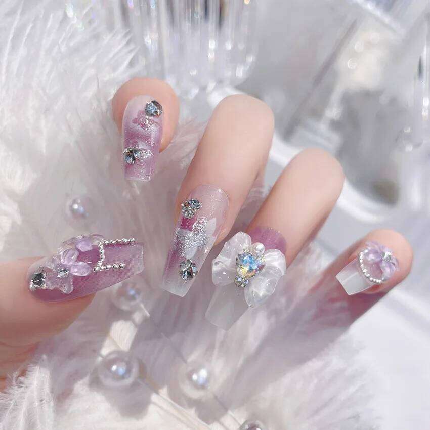 Blush Pink False Bowknot Dia Pearl 3D Design Press on Nail Tips with Harmless Smooth Edge Woman DIY Fake Nails X250704