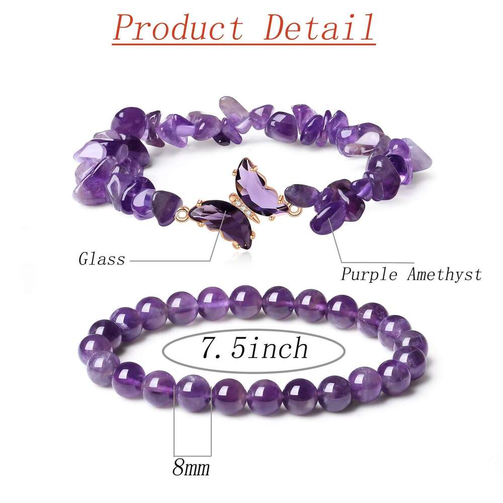 Designer New Fashion Simple Butterfly Accessories Natural Crystal Beaded Stone Bracelet Set