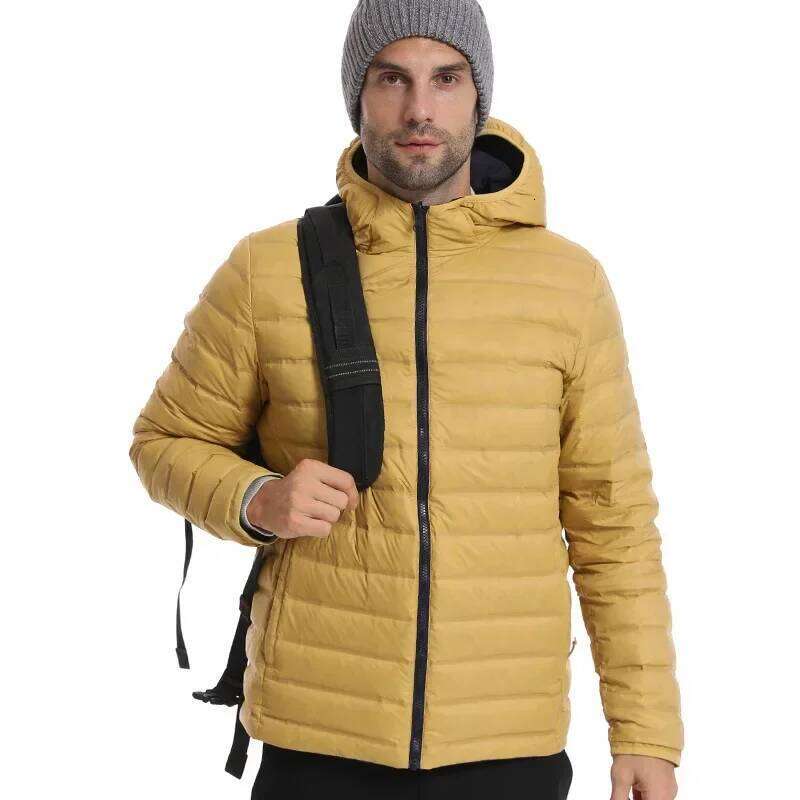 For Both Men Women Wearing Outdoor Warmth And Splashproof Lightweight Down Hooded Jacket 250703