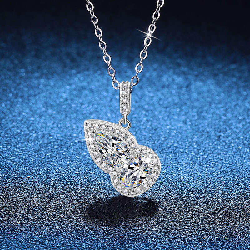 S925 Pure S925ier Lucky Gourd Water Drop Pendant 2 caratS925 D Color MoiS925S925anite Necklace b8e