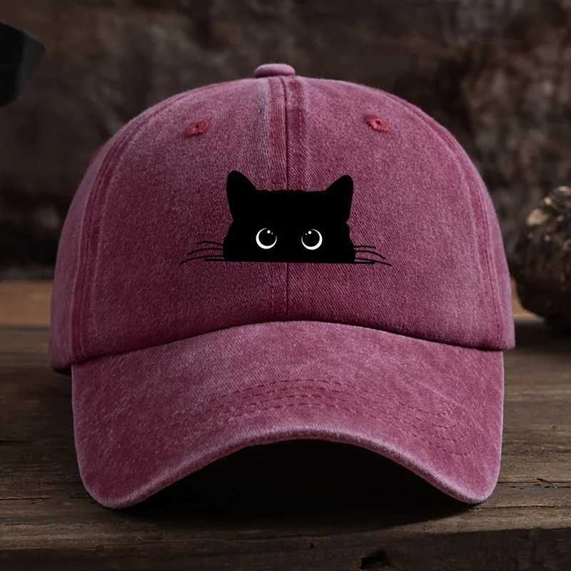 Cute cat print adjustable baseball cap for men and wen casual wear for outdoor travel sun shading duckbill cap X250704