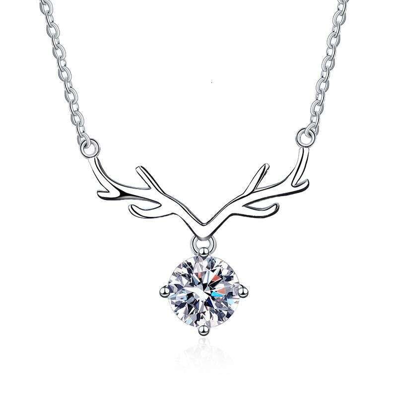 S925 Pure S925ier Pendant for Women Deer with You Clavicle Chain Valentine'S925 Day Gift MoiS925S925anite Necklace One caratS925 e09