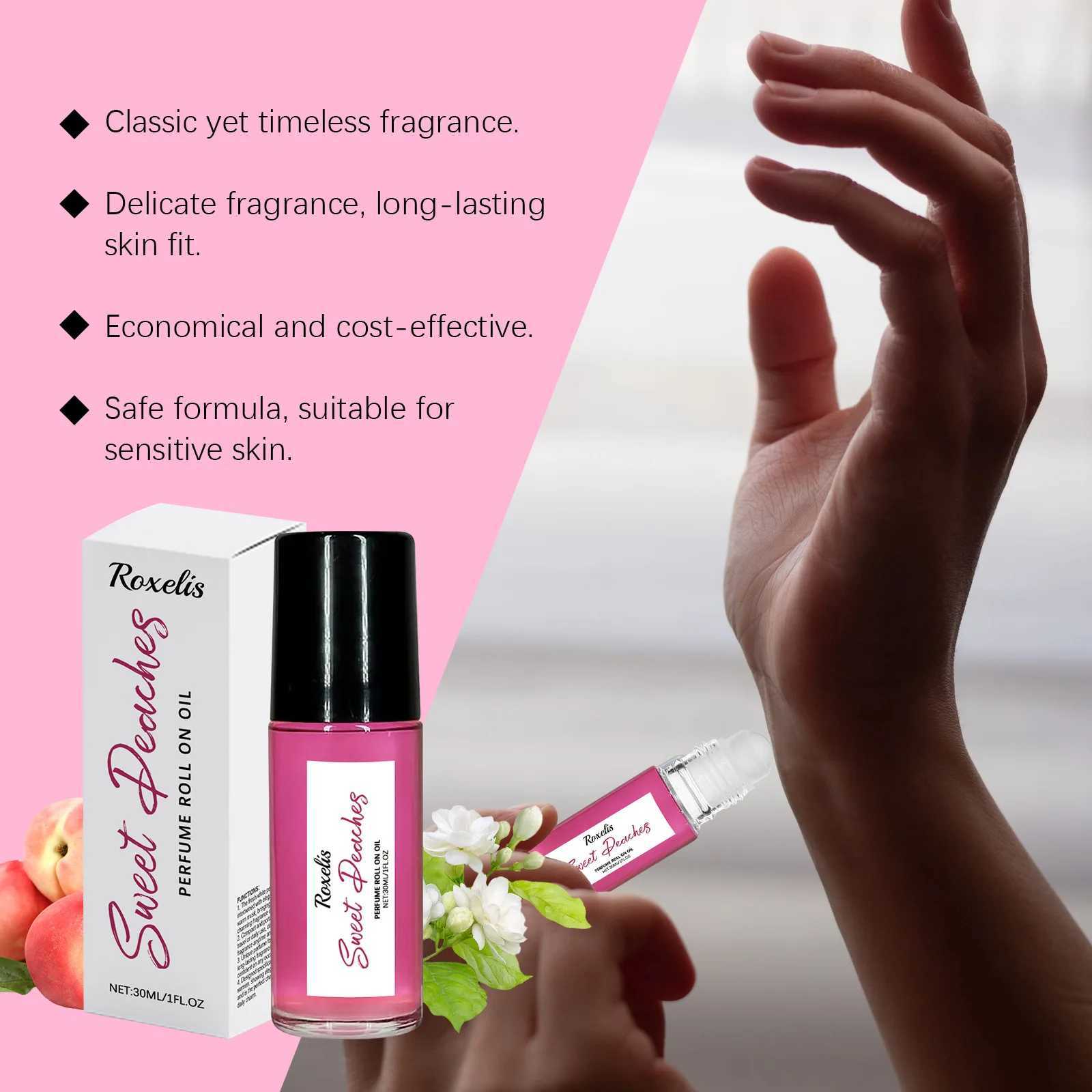 Roxelis 30ml Pheromone Perfume Roller Ball Long Lasting Peach Fragrance Oil Armpit Odor Remover Dating Scent Charming PerfumeXJ250704