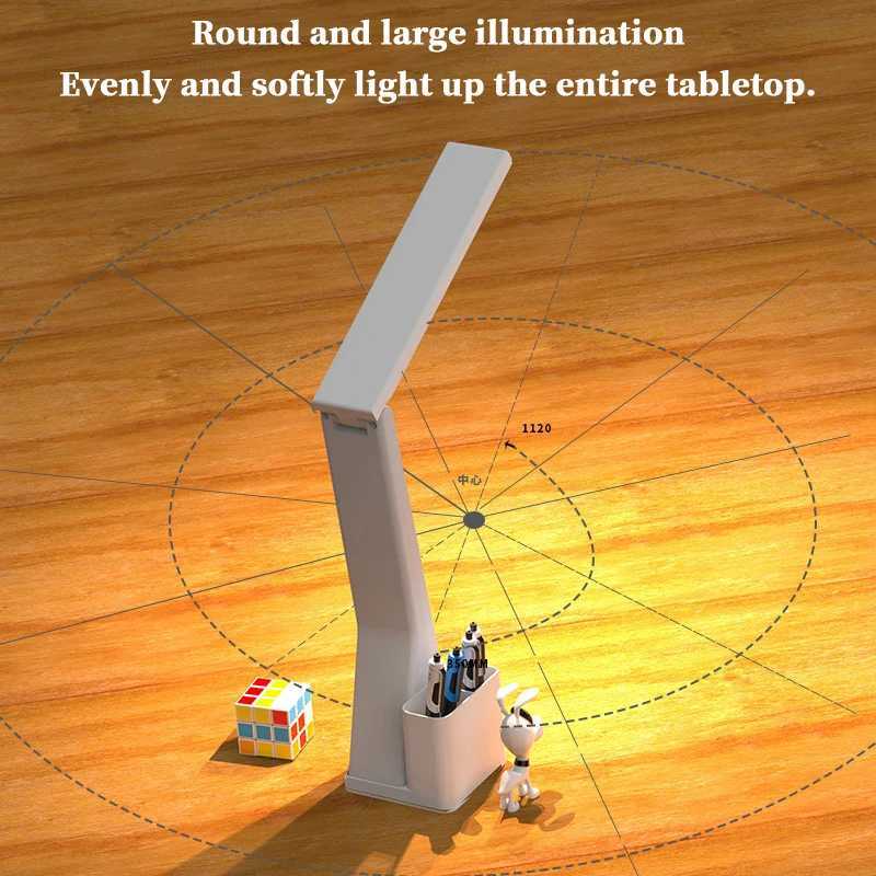 LED Desk Lamp USB Dimmable Touch with Calendar Temperature Clock Night Light Foldable Table Lamp for Study Reading LampXJ250703