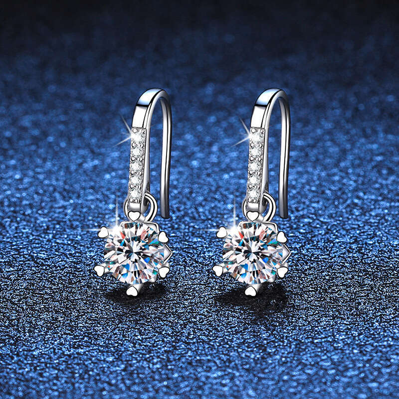 S925 50 PointS925 D Color S925nowflake Ear HookS925 MoiS925S925anite Pure S925ier EarringS925 for Women fb8