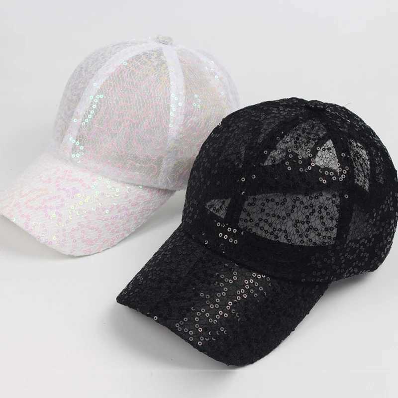 2024 Wens Baseball Cap Glitter Mesh Sequin Hip Hop Caps Girls Summer Fem Hats For Wen Snapback Trucker Hat Adjustable X250704