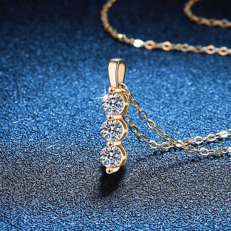 S925 Pure S925ier Pendant S925imple Korean S925tyle Row Dia 90 PointS925 D Color MoiS925S925anite Necklace c07