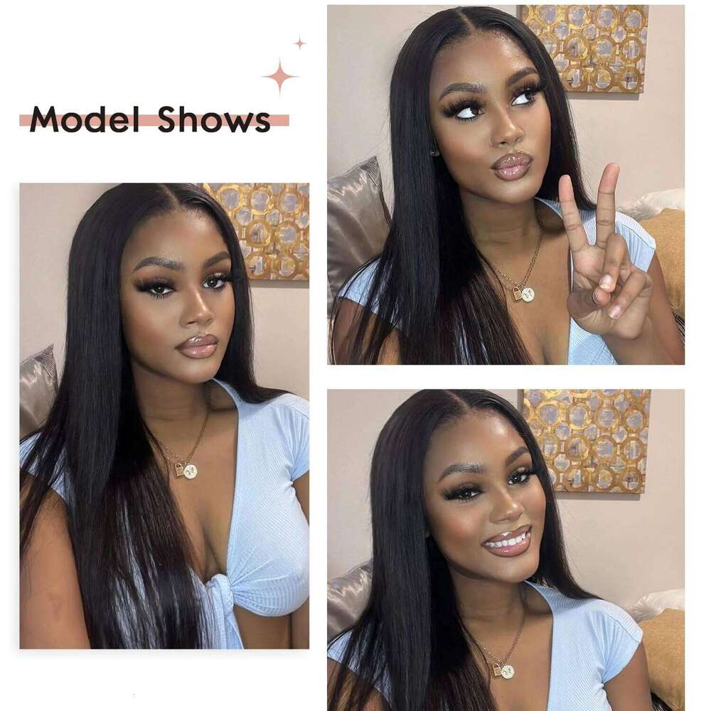 Syntehtic U Long Straight Part for Women V Shape Black Half Wigs Glueluss No Leave Out Wig