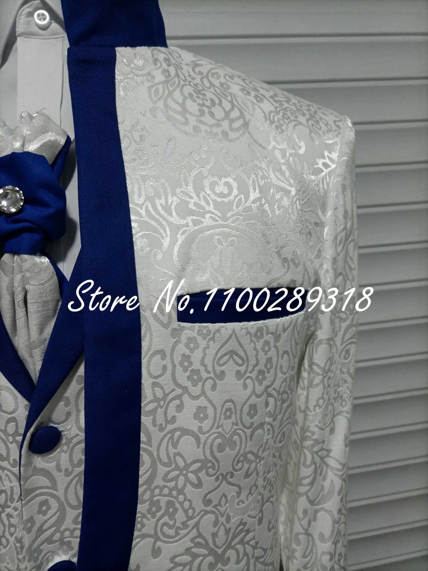 White Blue Men Suit For Wedding Groom Tuxedos ShAWl Collar Formal Jacket Male Blazer Pants Vest Three Piece CoStume Homme X250704