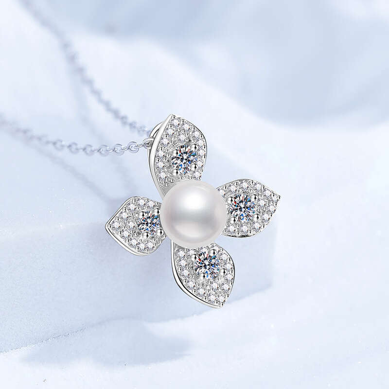 Natural FreS925hwater Pearl High-end D Color MoiS925S925anite VerS925atile Four-leaf Clover Pure S925ier Necklace for Women 05e