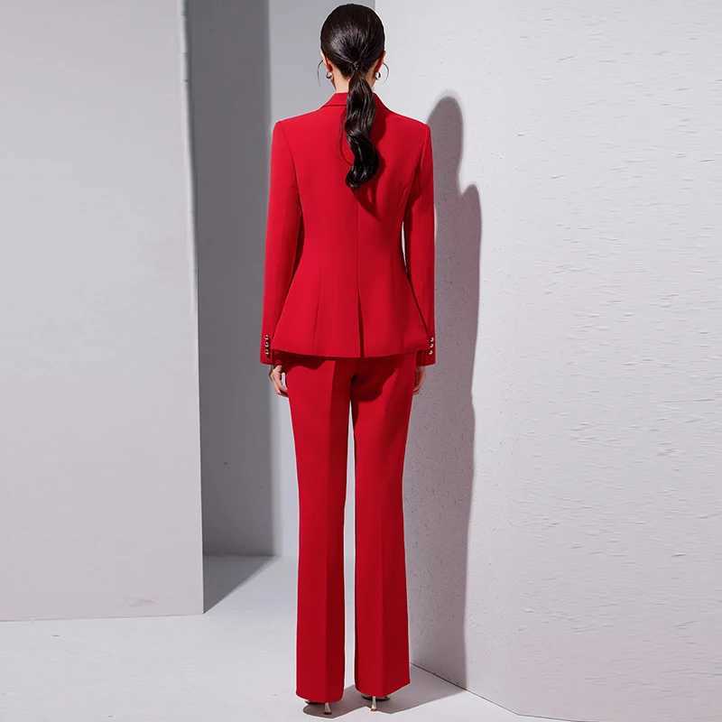 ZJYT Business Formal Blazer Pant Set Women 2 Pieces Autumn Elegant Lady Long Slve Jacket Trousers Suit Plus Size Outfit Female X250704
