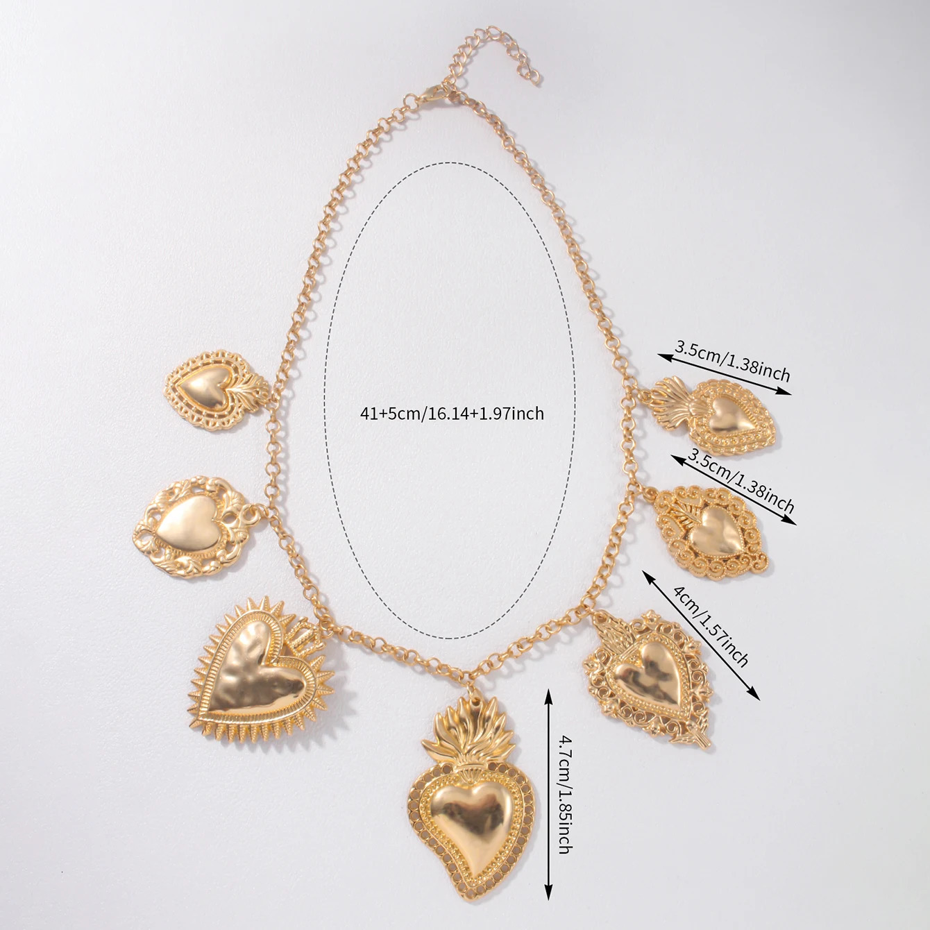 Fashion Exquisite Womens O-chain Choker Necklace Geometric Irregular Heart-shaped Pendant Necklace Y2K Daily Party Jewelry 250701