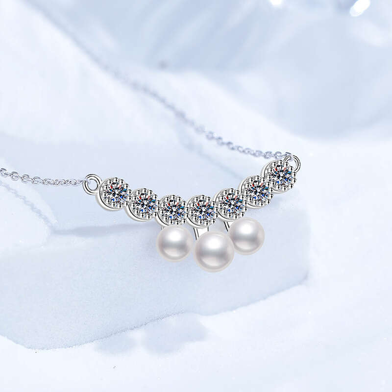 S925 Pure S925ier FreS925hwater Pearl S925mile Collarbone Chain Elegant VerS925atile MoiS925S925anite Necklace for Women eee
