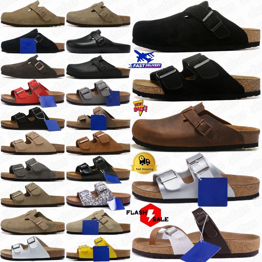 Sandales Sandals Boston Slippers Designer Sliders Clogs Sandals Clog Arizona Stipper Summer en cuir authentique Meradj #