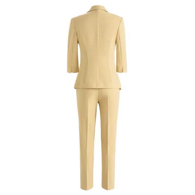 ZJYT Spring Summer Pant Set Women Office Business Formal Thr Quarter Slve Blazer Trousers Suit 2 Piece Outfit Plus Size X250704