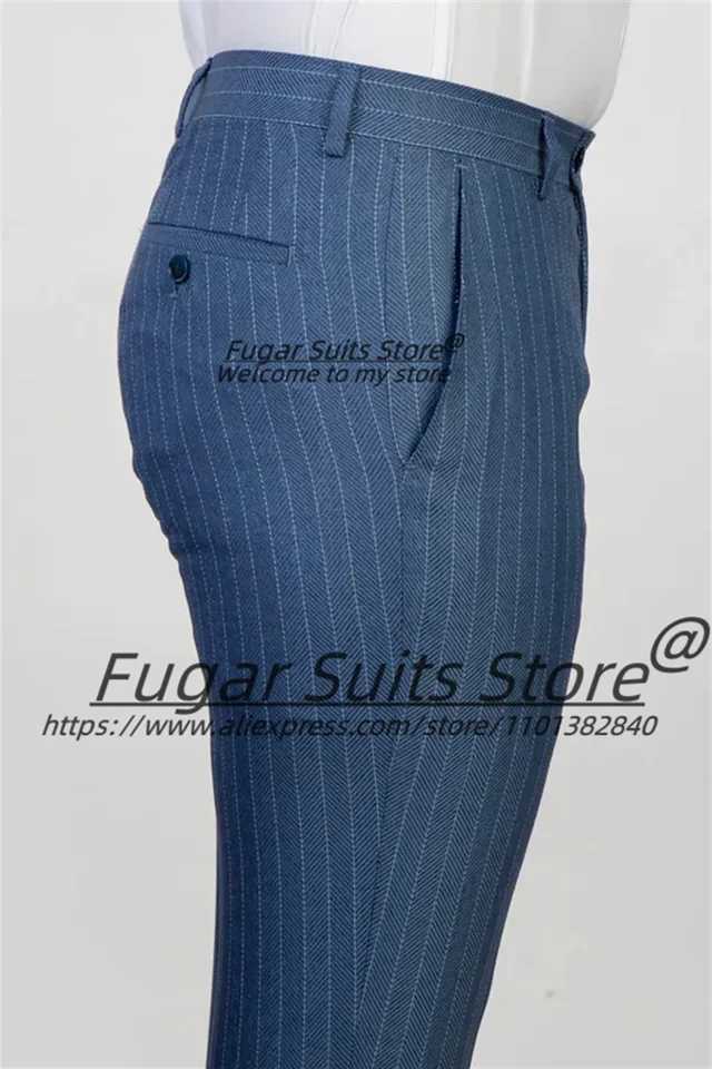 Business Stripe High-end Men Suits Slim Fit Shawl Lapel Groom Formal Prom Tuxedos 2 Pieces Sets Elegant Male Blazers Mens Clothing X250704