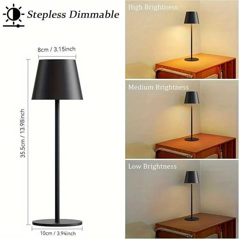 Rechargeable Table Lamp Touch Sensor LED Desktop Night Light Wireless Reading Lamp For Hotel Bar Restaurant Bedroom Decor Light XJ250703
