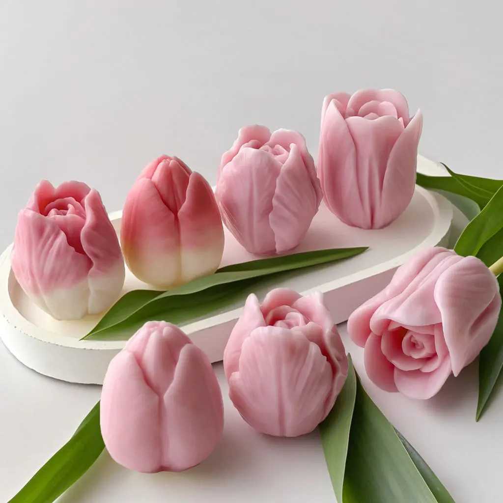 DIY Flowers Tulip Silicone Mold Handmade Scented Candle Plaster Resin Molds Homemade Cookies Chocolate Candy Baking Tool W250704