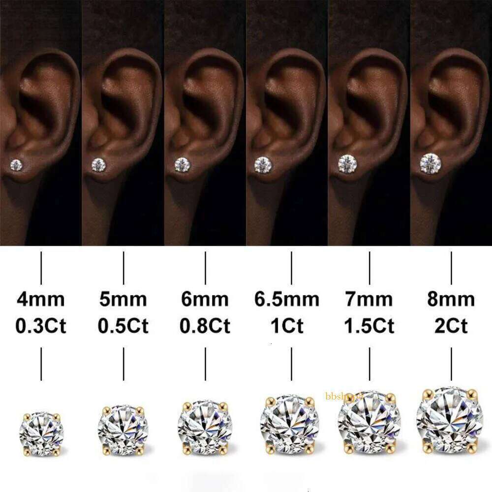 .25 0.5 1 2 4 5 Carat Moissanite Stud Iced Out Round Cut Screw Back Sier 10k 14k Gold Vvs Dia Fine Jewelry Earring