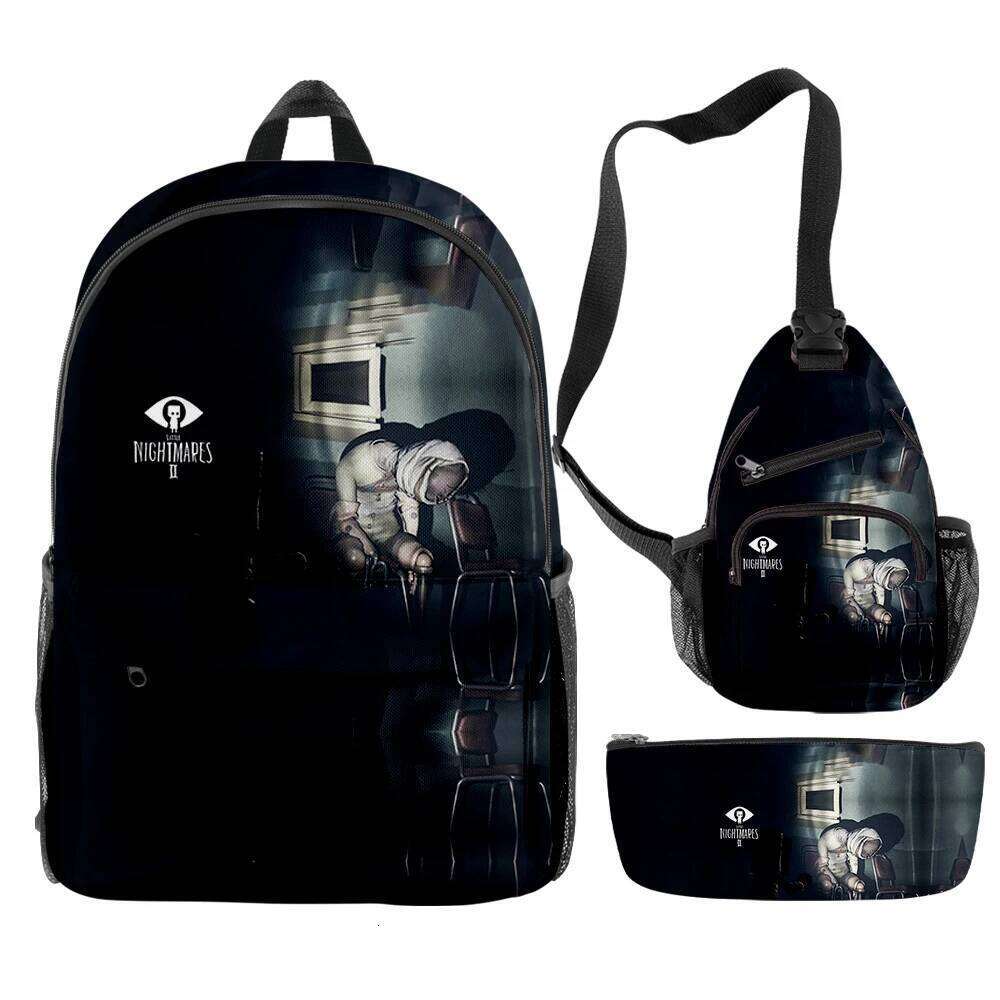 Fashion Novelty Cool Little Nightmares 2 3D Print 3pcs/Set pupil School Bags Travel Laptop Backpack Chest Bag Pencil Case