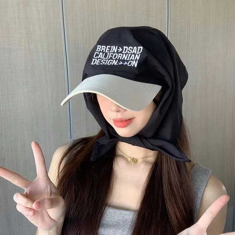 Korean Niche Letter Color Blocking Outdoor Quicking-dry Wens scarf Baseball Cap Duck Tongue Cap Summer Beach Sunshade Cap X250704