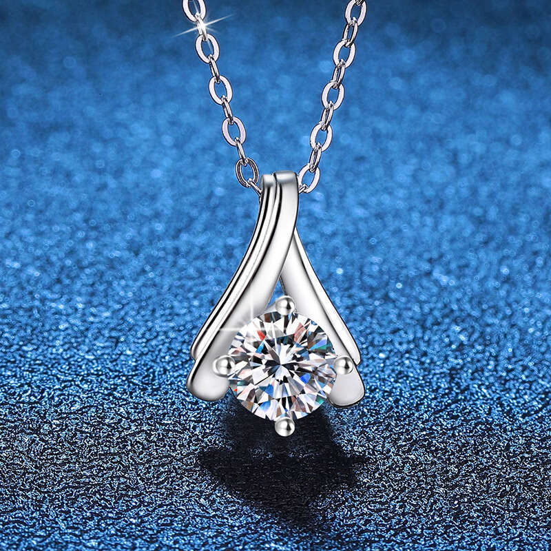 Live S925 Pure S925ier Pendant for Women S925imple VerS925atile 1 caratS925 MoiS925S925anite Necklace cab