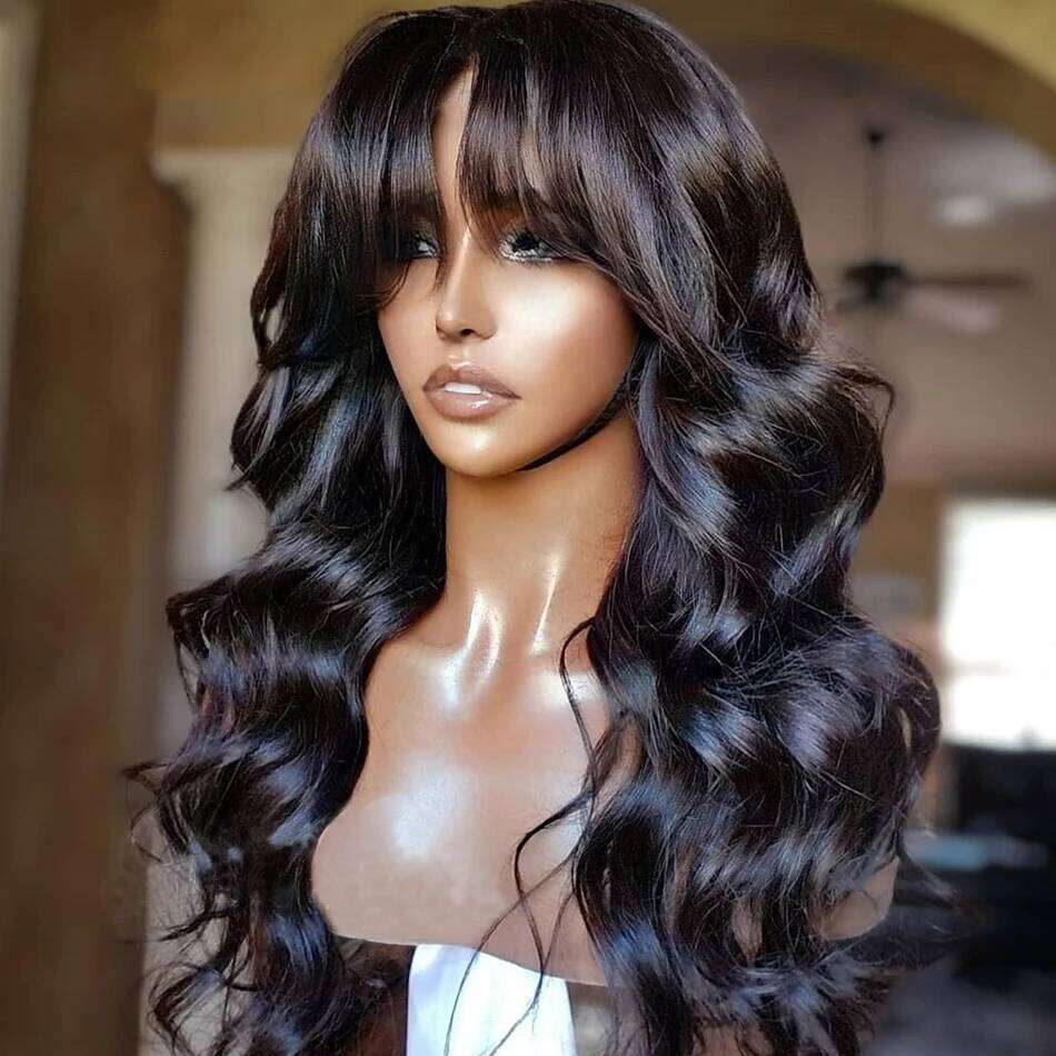 Body Wave Front Bangs Fringe Human Hair Wigs Women Glueless HD Lace Frontal Wig With Bang On Sale Clearance 180%
