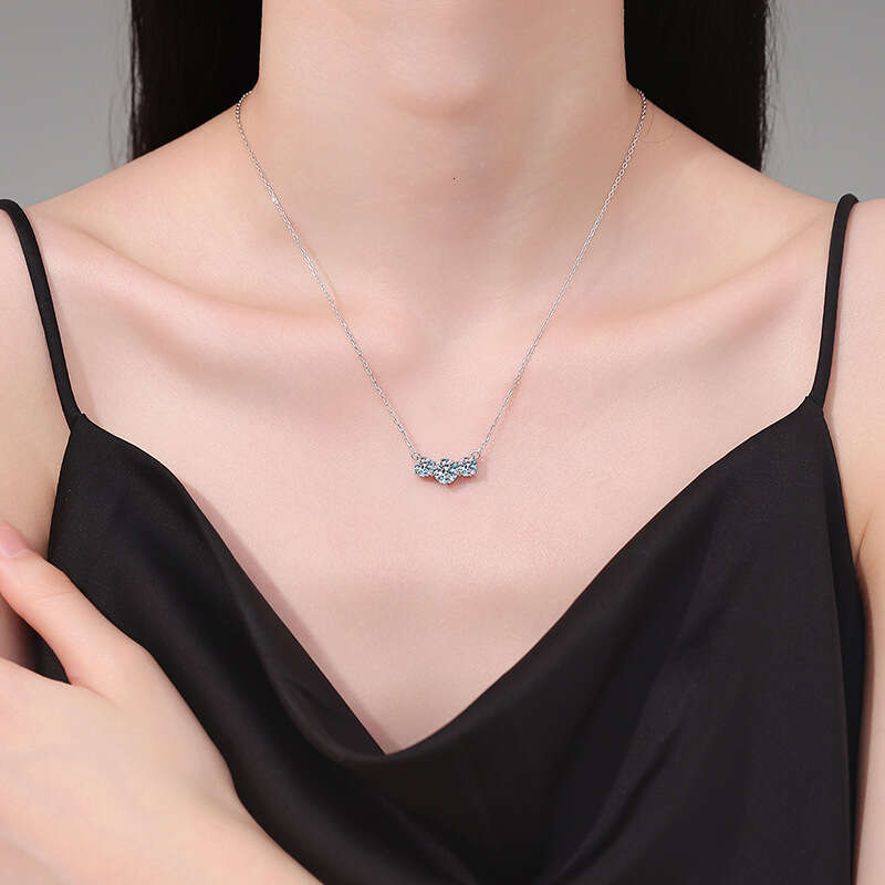 D Color MoiS925S925anite S925 Pure S925ier Pendant Clavicle Chain for Women Three PrinceS925S925 S925mile Necklace 3f6