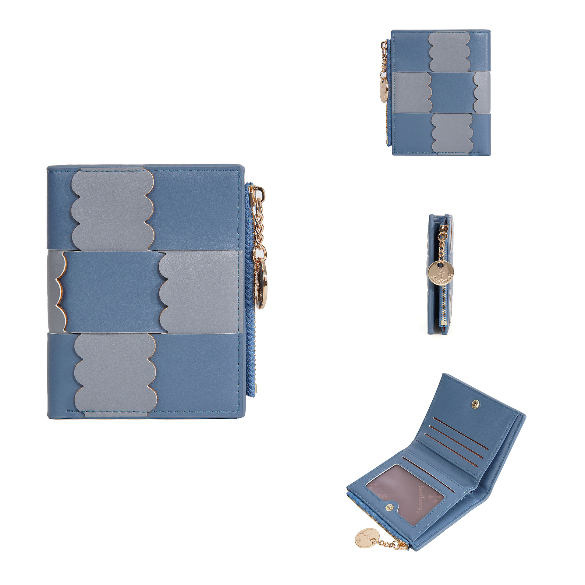 Free Shipping Designer Bag Short PU Versatile Women's Cute Wallet High-end Woven Patchwork Zipper Bag Coin Purse Small Bag