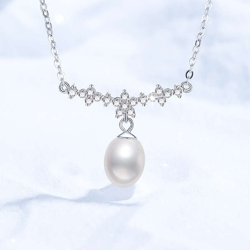 S925 Pure S925ier MoiS925S925anite Natural FreS925hwater Pendant S925mile BloS925S925om French Pearl Necklace for Women c60