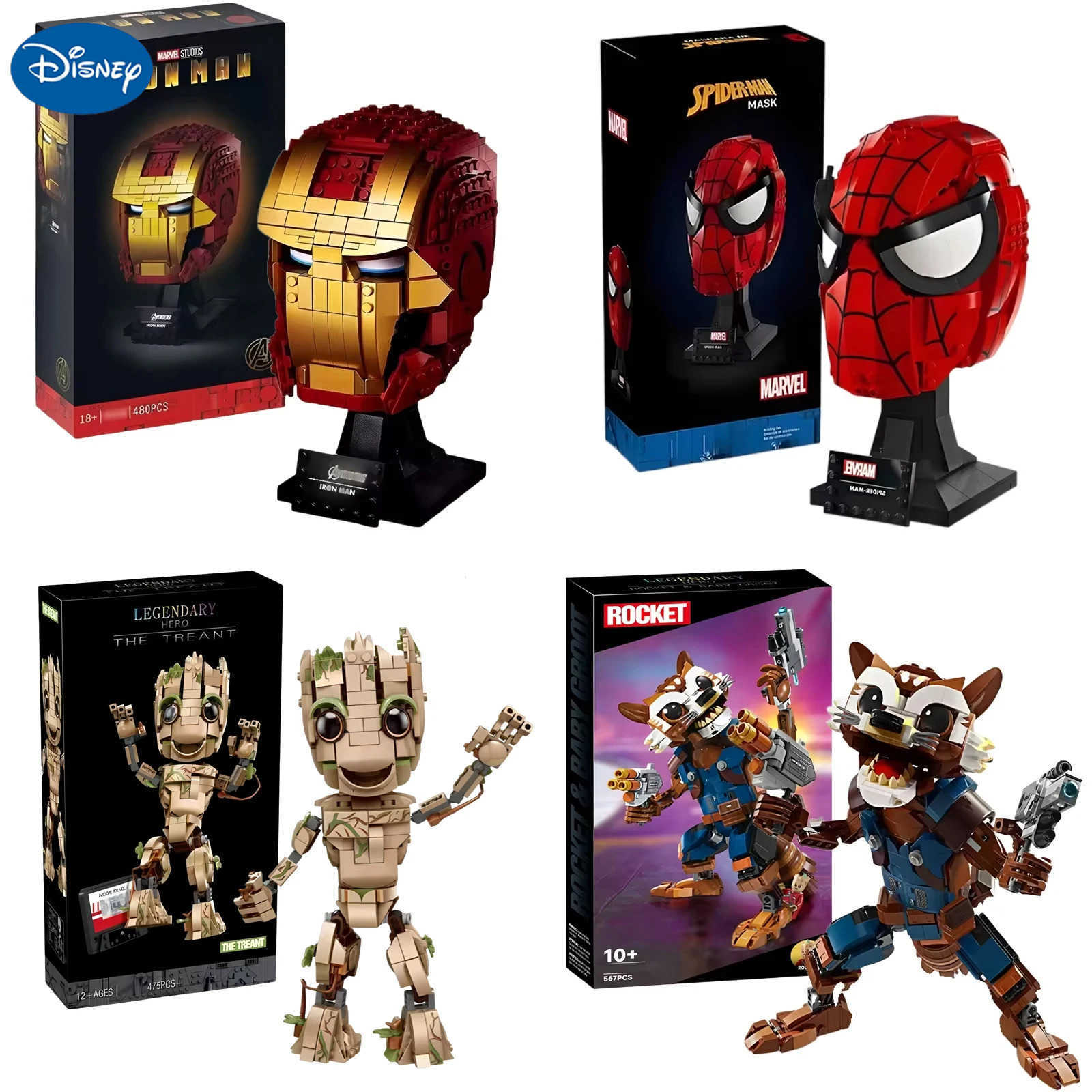 Disney Marvel Legends Building Blocks Iron Man Spider Man Groot Building Blocks Rocket Raccoo Toys Gifts For Children W20250704