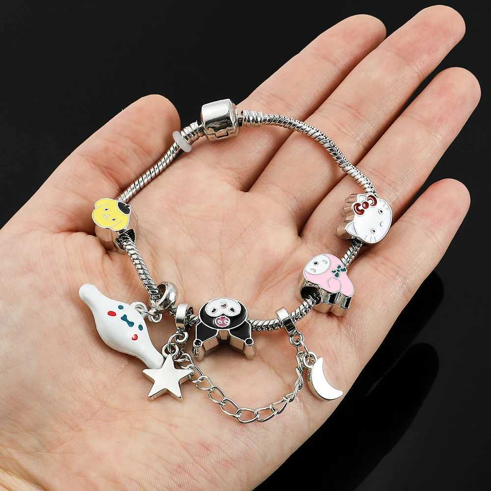 Sanrio Accessories Anime Hello Kitty Melody Kuromi Bead Pendant Fits DIY Women Bracelet Original Jewelry Gift w250716