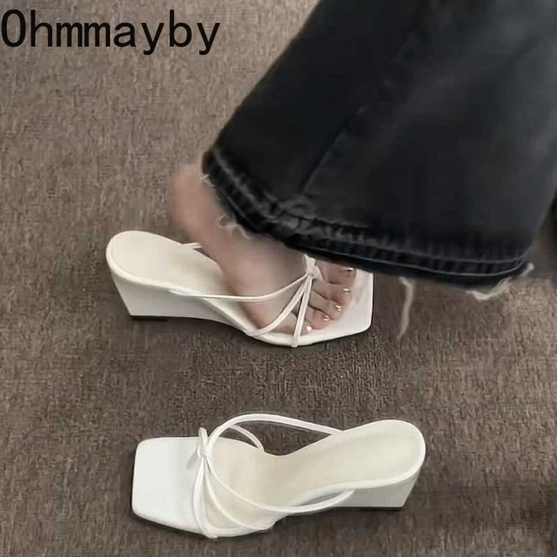 Summer Leopard Womens Fashion Wedges Heel Slippers Elegant Dress Slides Design Style Banquet Party Sandals Shoes W250704