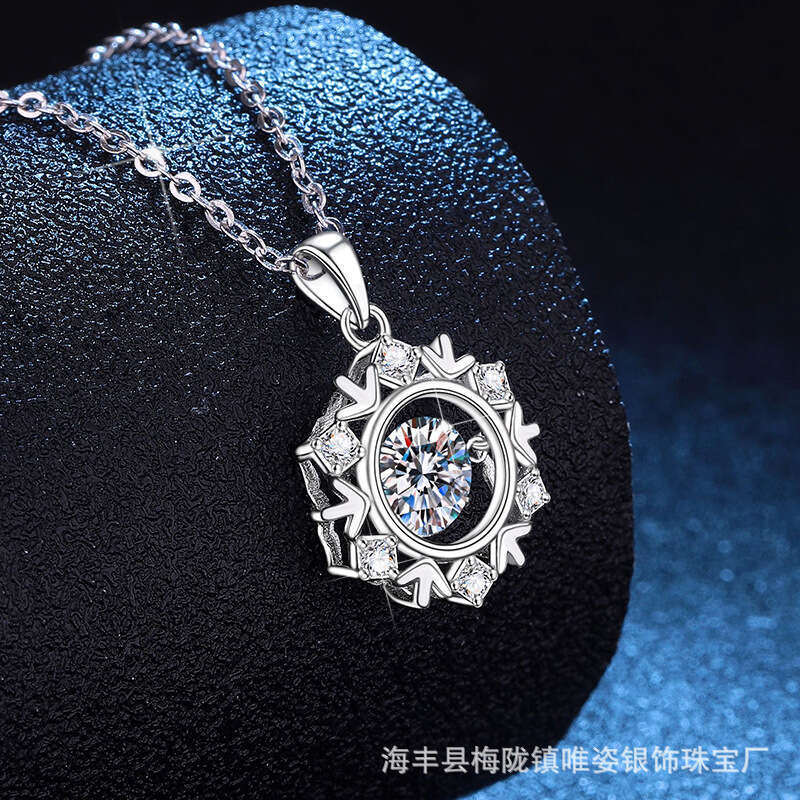 S925 Pure S925ier MoiS925S925anite Necklace Beating Heart S925nowflake Pendant ChriS925tmaS925 Valentine'S925 Day Gift WholeS925ale b9c