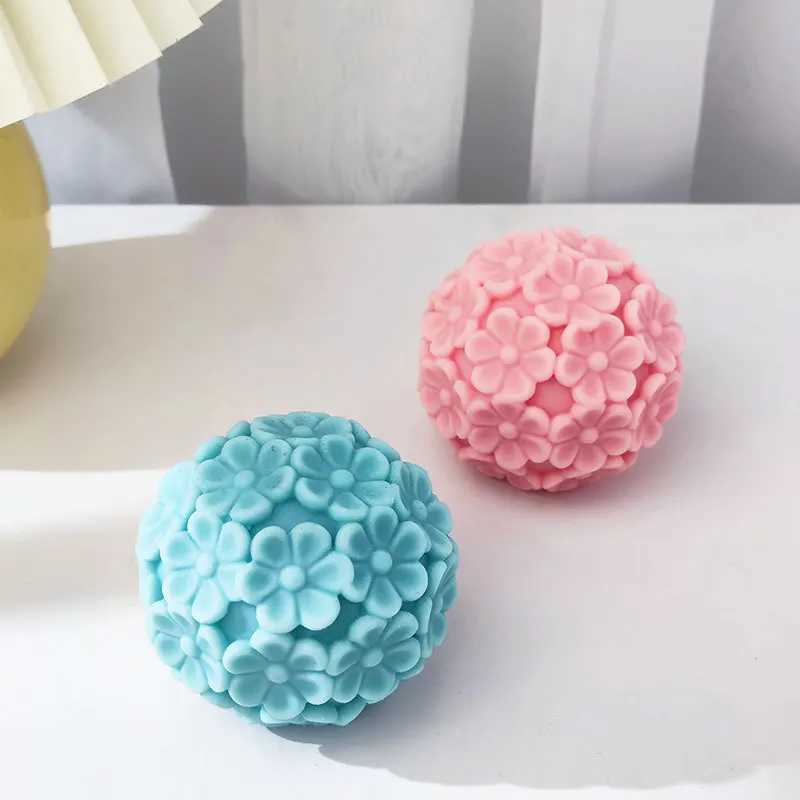 ute Chrysanthemum Ball Candle Silicone Mold DIY Flower Ball Shape Silicone Mold Soybean Wax Aromatherapy Candle Soap Resin Mold W250704