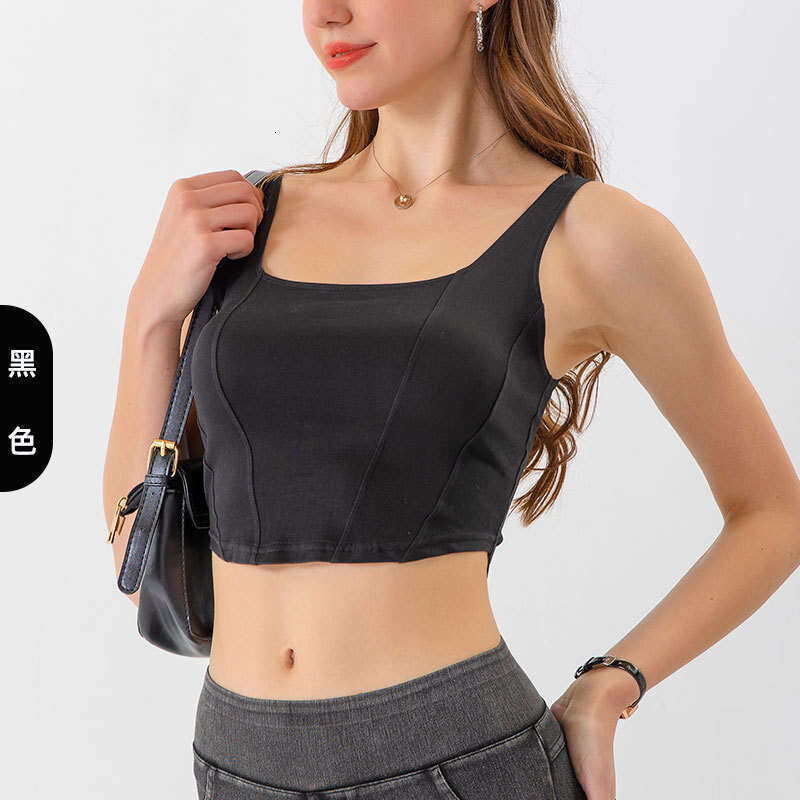 New European and American Style Denim Yoga Sports Vest for Women U-Shaped Elastic Slimming Beautiful Back Quick-Dry Outdoor Fitness Top