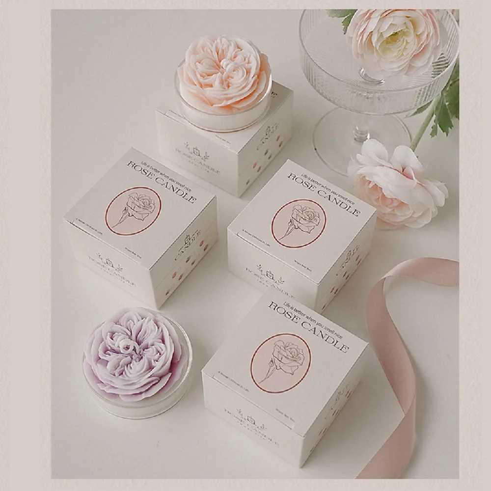 Rose Scented Candle Soy Wax Flower Aromatherapy Scented Candle for Valentines Day Birthday Wedding Gifts Home Decoration Candle W250704