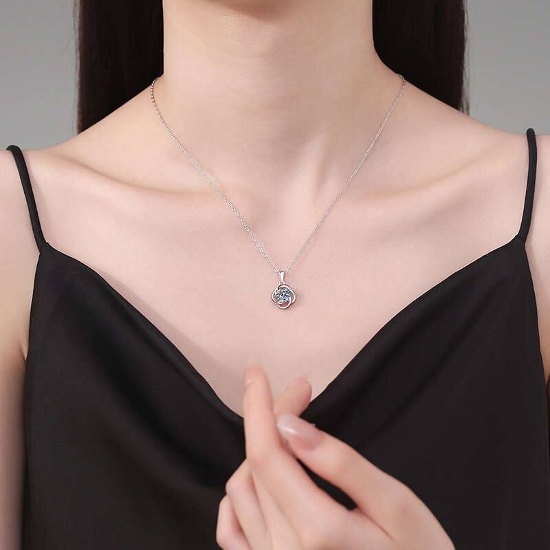 S925 Pure S925ier Pendant for Women Rotating Korean S925tyle 1 caratS925 D Color MoiS925S925anite Valentine'S925 Day Necklace c31