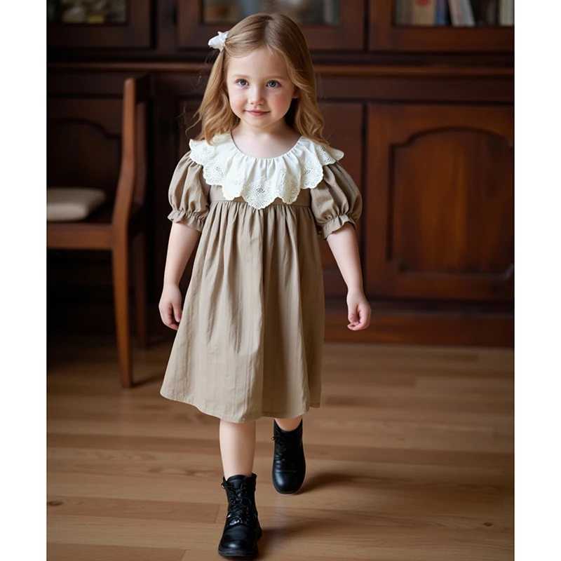 New Summer Girls Sweet Lace Collar Princess Dress 1-6 Years Kids Baby Dress New Kids Baby Girls Dress Cotton Children Clothes Dress R250704