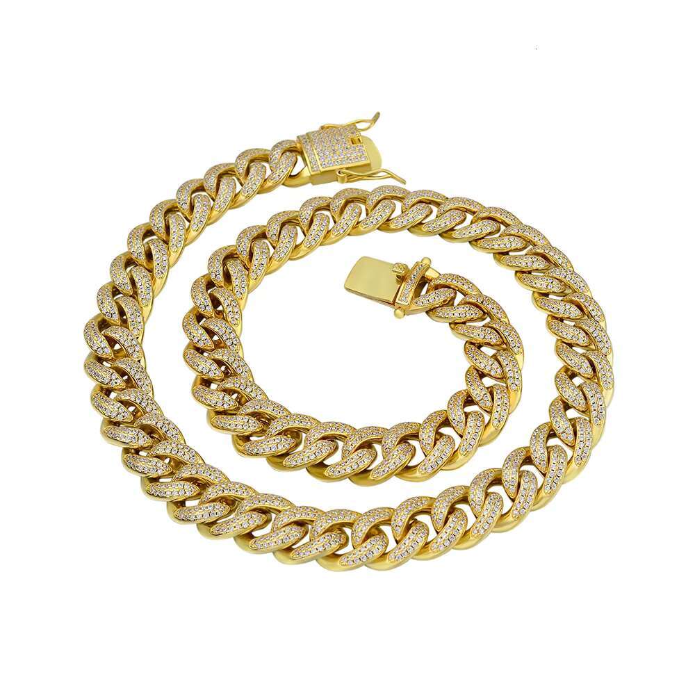 Wholesale Customized Best Quality Hip Hop Plated Iec Out VVS Moissanite Sier Cuban Link Chains Necklace for Men