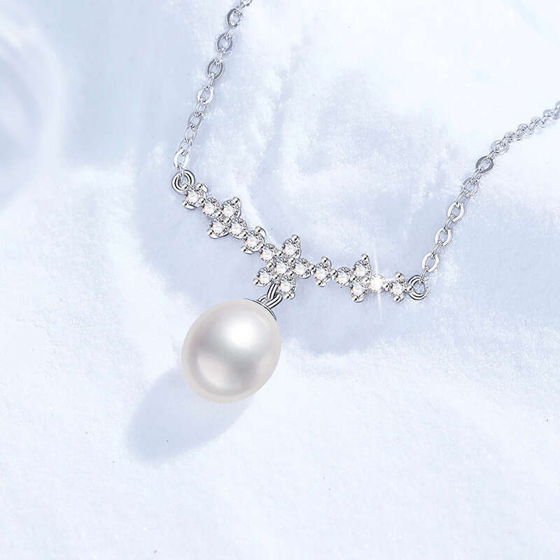 S925 Pure S925ier MoiS925S925anite Natural FreS925hwater Pendant S925mile BloS925S925om French Pearl Necklace for Women c60