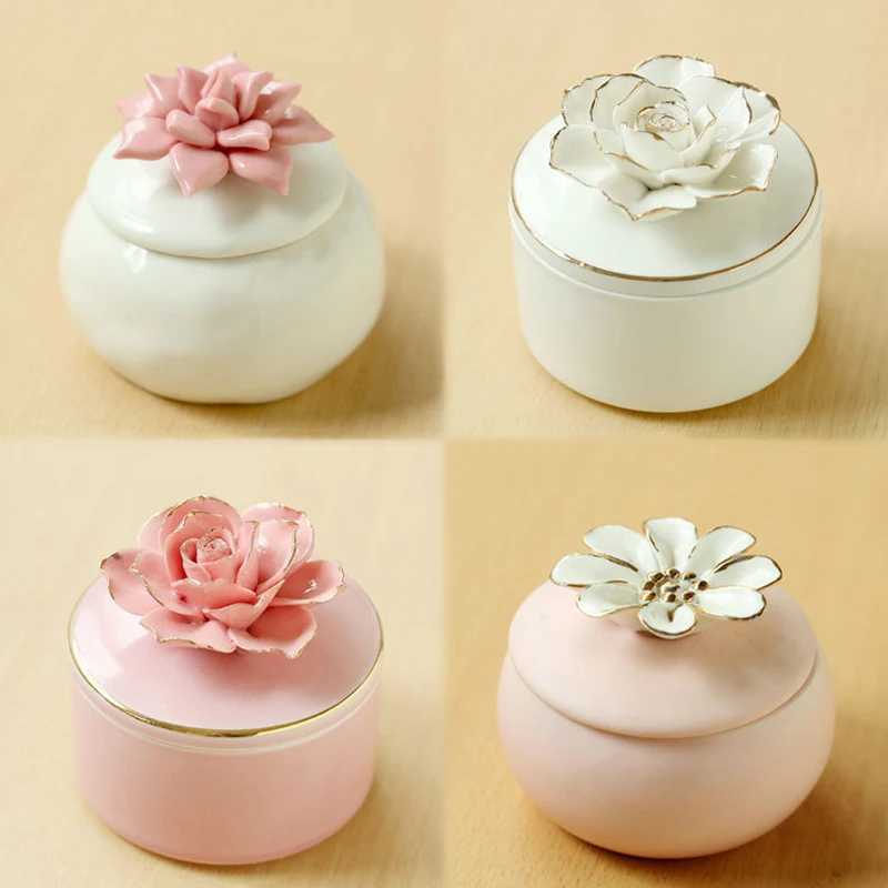 European Style Ins Hand-Painted Flower Ceramic Fragrance Jar Decoration Luxury Soy Cherry Blossom Scented Candles W250704