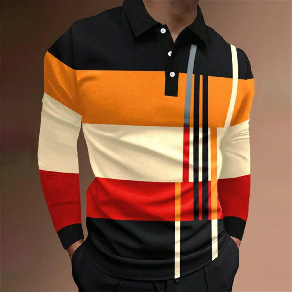 Spring Mens Polo Shirt Long Sleeve Stand Basic Blouse Tee Shirt Top Casual T-shirt Men Shirt 250704