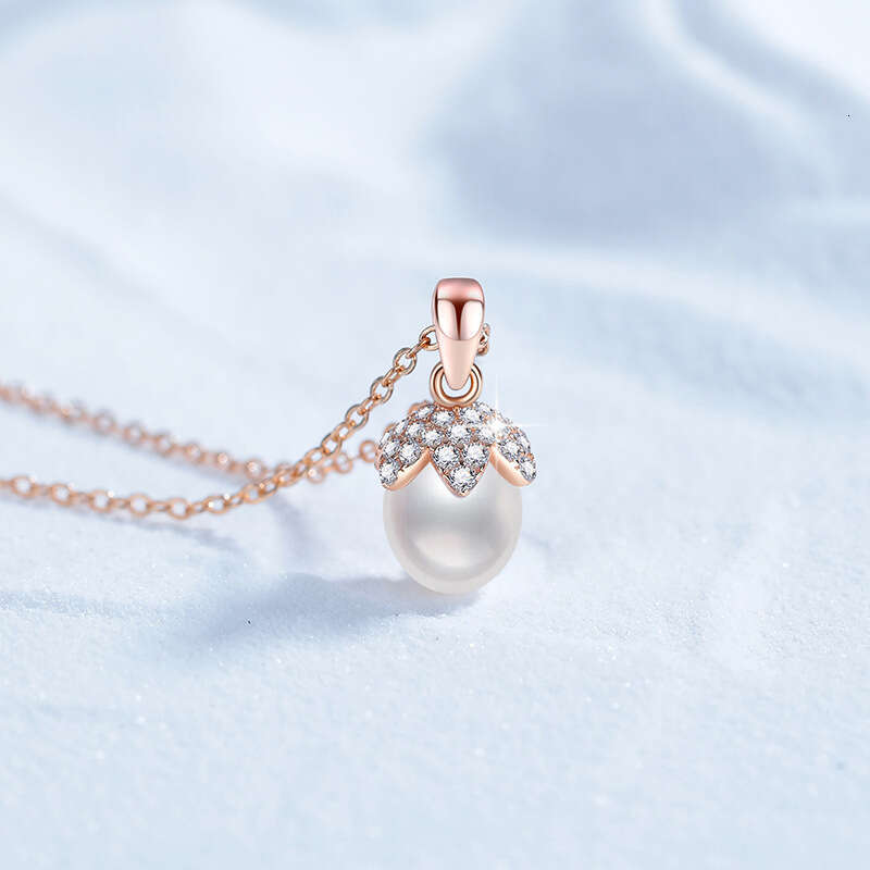 S925 Pure S925ier Necklace S925trong Natural FreS925hwater Pendant Bud Light Champagne Gold Collarbone Chain c9e