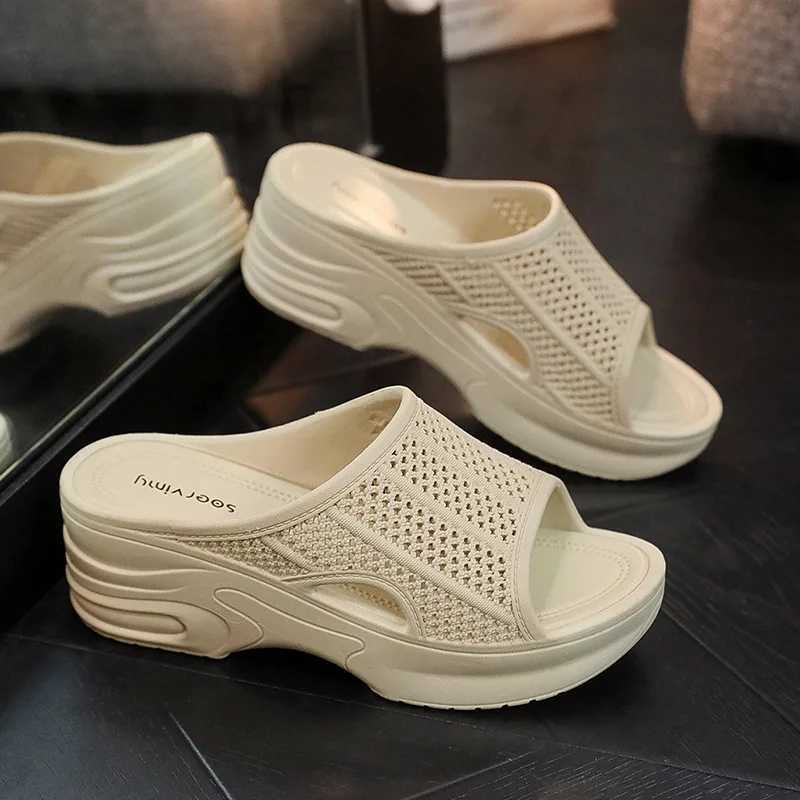 Womens Platform Mules Colgs Slip on Wedge Thick Sole Colg Slippers Fashion Heeled Flatform Sandals Beach Comfort Soft Slippers W250704