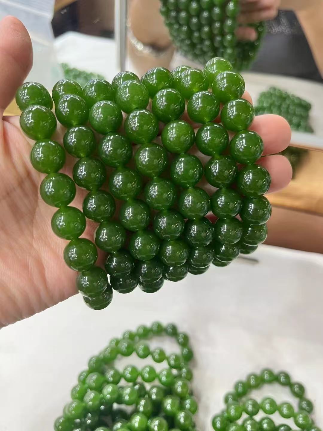 Natural Long Necklace Hetian Jade Bead Design Beautiful Classic