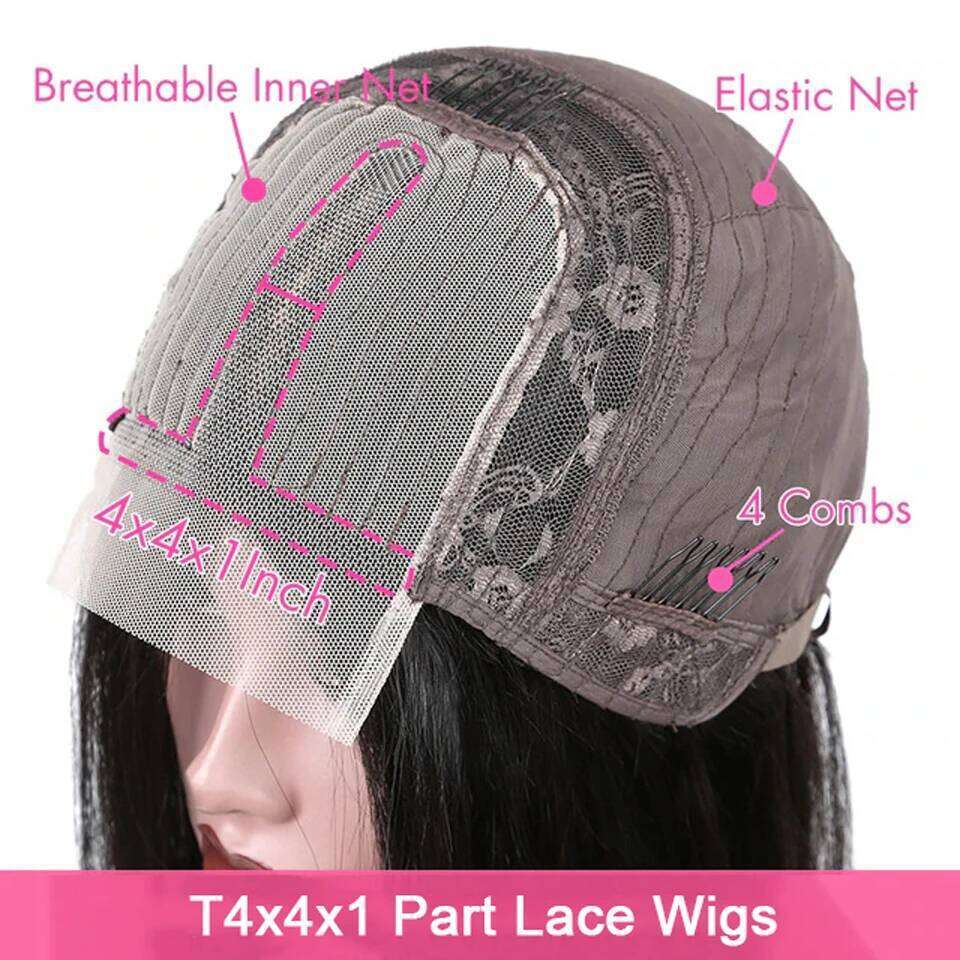 Short 8 to 16 Inch Kinky Wig Pre Plucked T Part Lace Peruvian Curly Human Hair Bob Wigs For Women and Girls