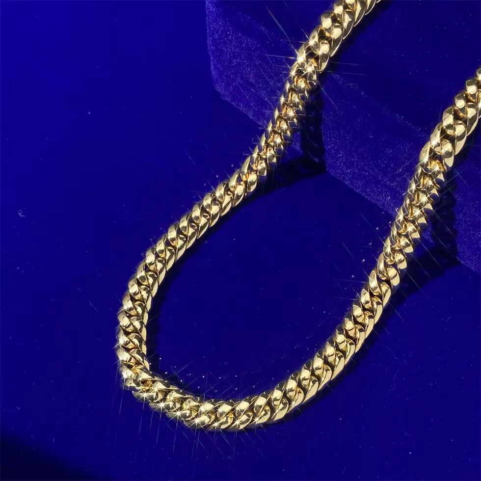 Hip Hop Miami 925 Sterling Silver 14K 18K Real Gold Plated High Polishing 6mm 8mm Cuban Link Chian Necklace for Men
