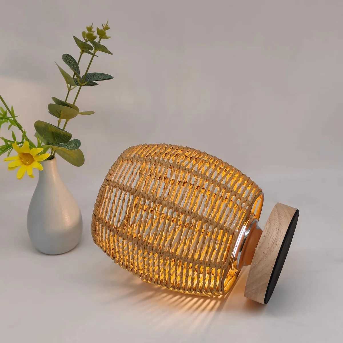 Countryside style hemp rope table lamp for home warm lighting suitable for bedrooms study rooms living roomsXJ250703